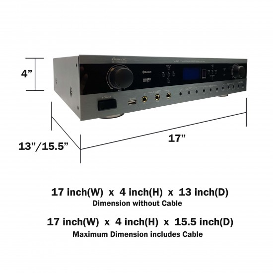 A-150 400W DSP TECHNOLOGY Karaoke Mixing Amplifier Built-in Dual Wireless Microphones, Optical/Coaxial, Bluetooth, USB Voice Recording, Feedback Eliminator