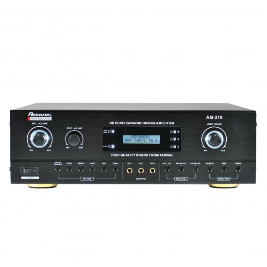 AM-210 500W Professional Digital Key Control Karaoke Mixing Amplifier, Built-in Feedback Eliminator