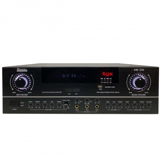 AM-220 600W HD ECHO TECHNOLOGY Karaoke Mixing Amplifier, Built-in Bluetooth, USB/SD Playback, Feedback Eliminator