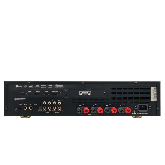 AMD-2000 2000W 4CH HD ECHO & REVERB Karaoke Mixing Amplifier Built-In 4K HDMI ARC,Optical, Bluetooth, Digital Equalizer 