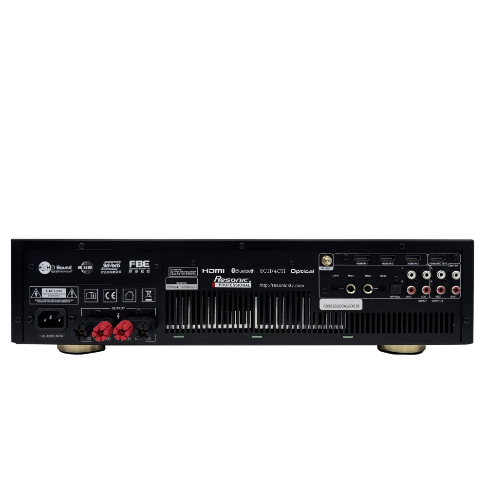 AMD-760 G2 760W HD ECHO & REVERB Karaoke Mixing Amplifier Built-In 4K HDMI ARC,Optical, Bluetooth, Digital Equalizer 