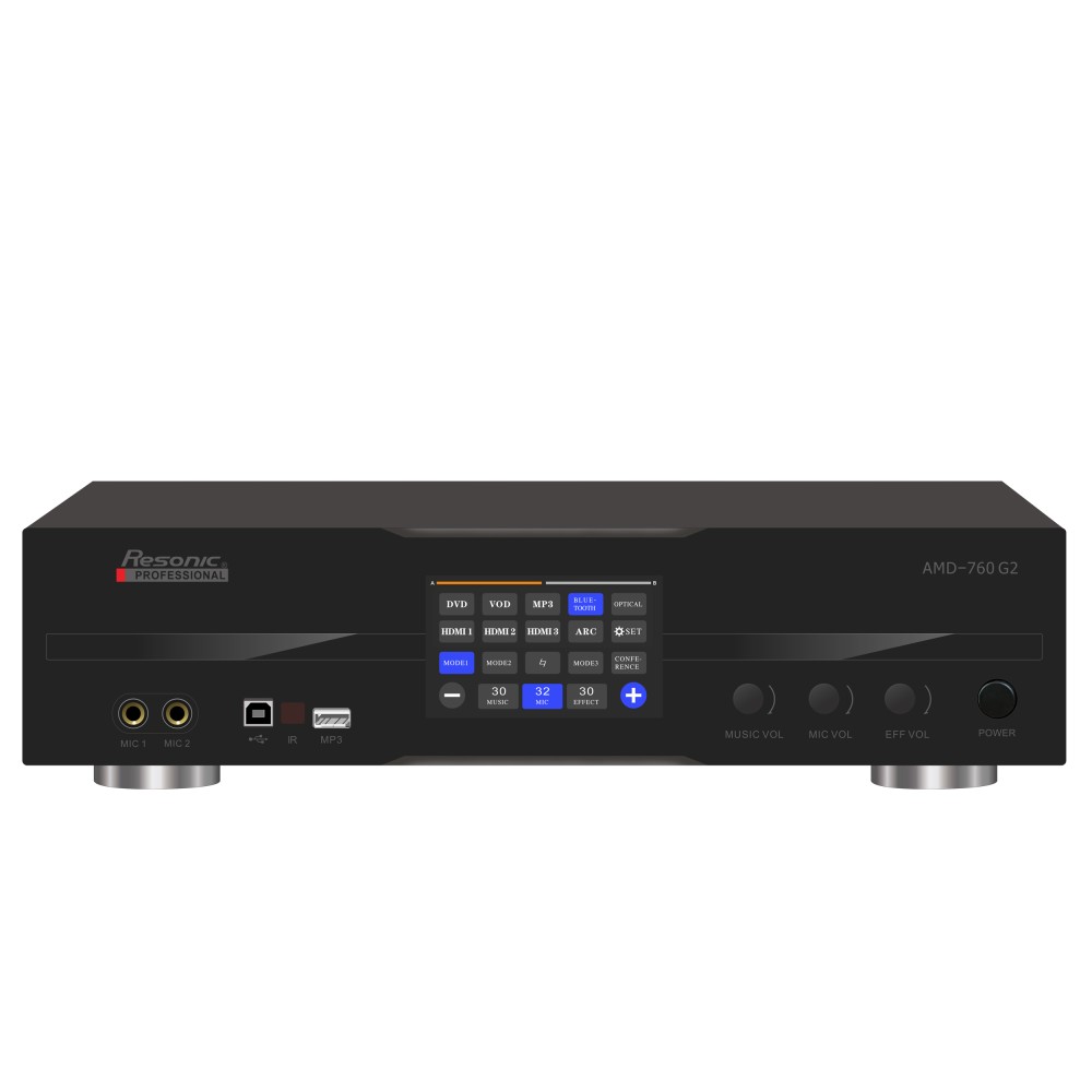 AMD-760 G2 760W HD ECHO & REVERB Karaoke Mixing Amplifier Built-In 4K HDMI ARC,Optical, Bluetooth, Digital Equalizer 