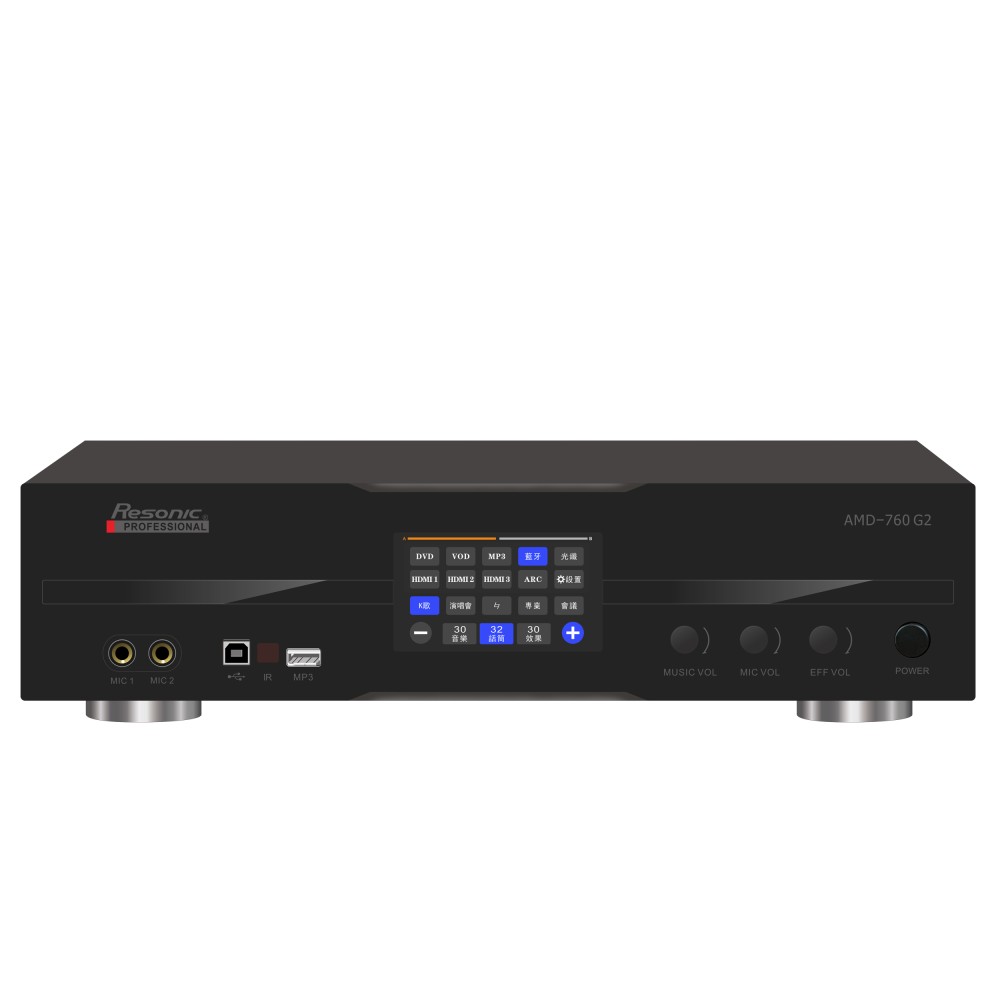 AMD-760 G2 760W HD ECHO & REVERB Karaoke Mixing Amplifier Built-In 4K HDMI ARC,Optical, Bluetooth, Digital Equalizer 
