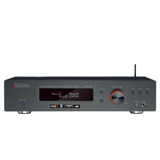 HTK-724 11.2 Ch 1,980W 4K DOLBY ATMOS AV & KARAOKE AMPLIFIER, Optical/Coaxial, HDMI, ARC, Feedback Eliminator