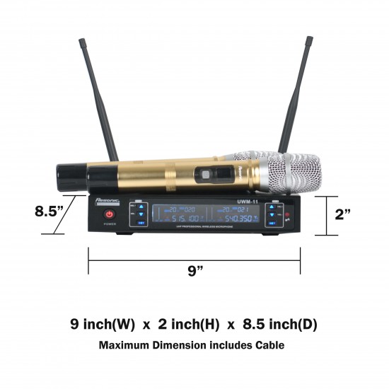 UWM-11 Dual Channel UHF Intelligent Wireless Microphone System (Gold)